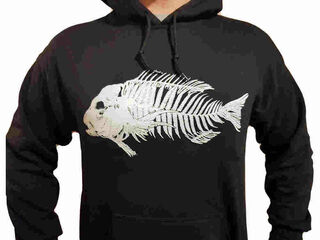 Hoodie Snapper Fern Skeleton Print