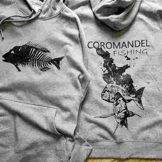 Hoodie Coromandel Fishing-Snapper Fern Skeleton Print